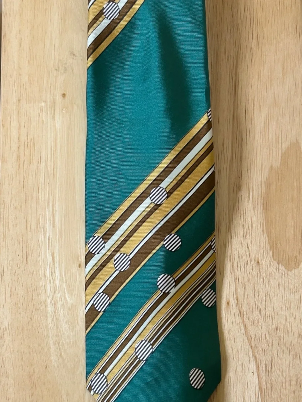 RETRO Strawbridge & Clothier Woven 100% Silk Tie Striped Teal - Mad Men vibes